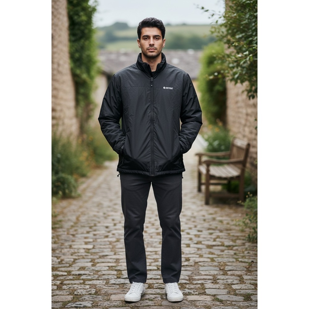 Hi-Tec Mens Black Full Zip Insulated Puffer Jacket Mock Neck Large RN 156206